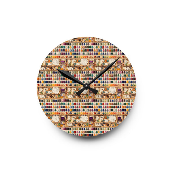 Watercolor Sewing Supplies 6 Acrylic Wall Clock
