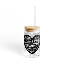 Black Sewing Word Cloud Sipper Glass, 16oz