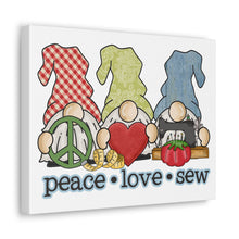 Peace, Love, Sew Gnomes - Canvas Gallery Wraps - White