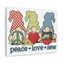 Peace, Love, Sew Gnomes - Canvas Gallery Wraps - White