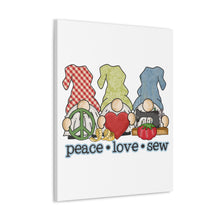 Peace, Love, Sew Gnomes - Canvas Gallery Wraps - White