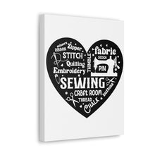 Black Sewing Word Cloud - Canvas Gallery Wraps