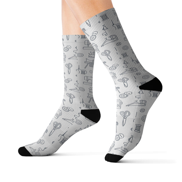 Outlined Sewing Elements Socks