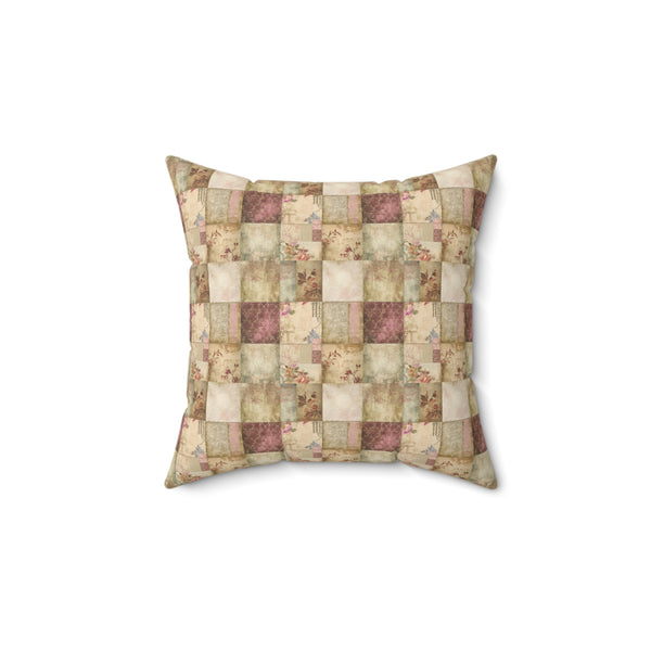 Vintage Patchwork Pattern 2 Spun Polyester Square Pillow