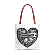 Black Sewing Word Cloud Tote Bag