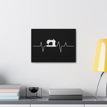 Sewing Machine Heart Beat - Black - Canvas Gallery Wraps