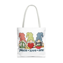 Peace, Love, Sew Gnomes Tote Bag