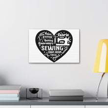 Black Sewing Word Cloud - Canvas Gallery Wraps