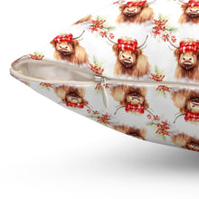 Highland Cow with Headband Spun Polyester Square Pillow