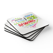 Colorful Sewing Word Cloud Corkwood Coaster Set