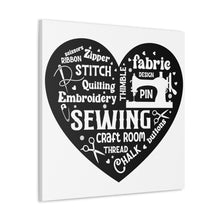 Black Sewing Word Cloud - Canvas Gallery Wraps