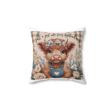 Loves Highland Cows Spun Polyester Square Pillow