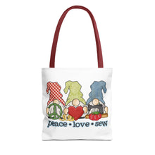 Peace, Love, Sew Gnomes Tote Bag