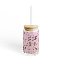 Sewing Elements Pink Sipper Glass, 16oz