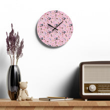 Sewing Elements Pink Acrylic Wall Clock