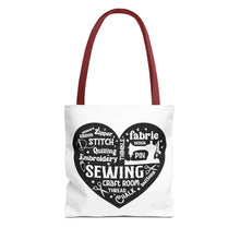 Black Sewing Word Cloud Tote Bag