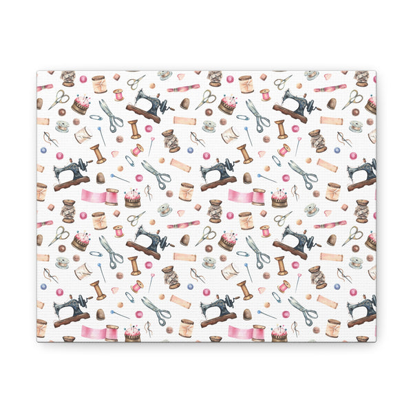 Sewing Elements White - Canvas Gallery Wraps