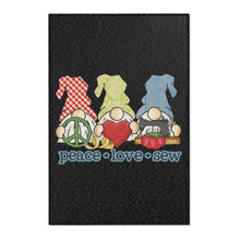 Peace, Love, Sew Gnomes Area Rugs - Black