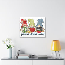 Peace, Love, Sew Gnomes - Canvas Gallery Wraps - White