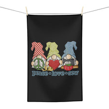 Peace, Love, Sew Gnomes Microfiber Tea Towel - Black