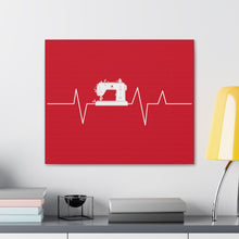 Sewing Machine Heart Beat - Red - Canvas Gallery Wraps