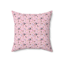 Sewing Elements Pink Spun Polyester Square Pillow - White