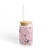 Sewing Elements Pink Sipper Glass, 16oz