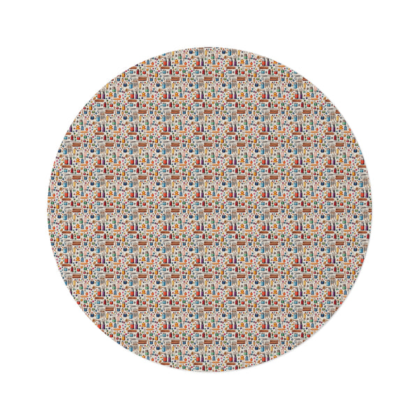 Watercolor Sewing Supplies 1 Round Rug