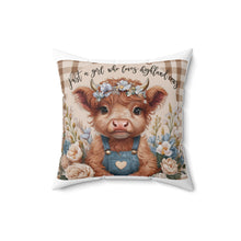 Loves Highland Cows Spun Polyester Square Pillow
