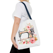 Blue Floral Sewing Machine Tote Bag