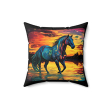 Colorful Modern Horse Spun Polyester Square Pillow - White