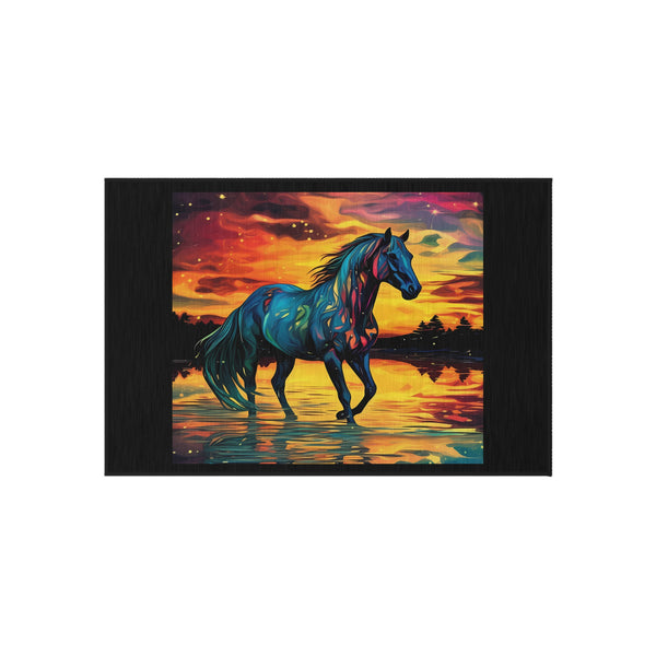 Colorful Modern Horse Outdoor Rug