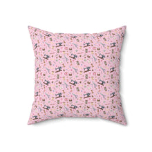 Sewing Elements Pink Spun Polyester Square Pillow - White