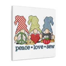 Peace, Love, Sew Gnomes - Canvas Gallery Wraps - White