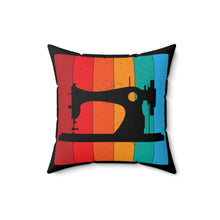 Retro Sewing Machine Spun Polyester Square Pillow - Black