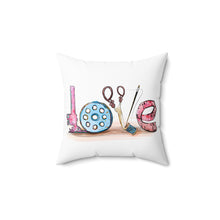 Sewing Love Spun Polyester Square Pillow - White