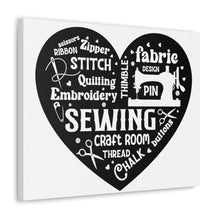 Black Sewing Word Cloud - Canvas Gallery Wraps