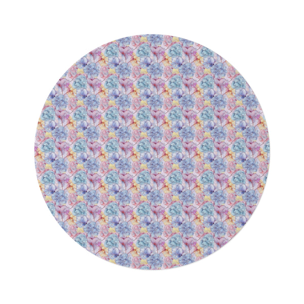 Pastel Alcohol Ink Flowers Pattern 4 Round Rug