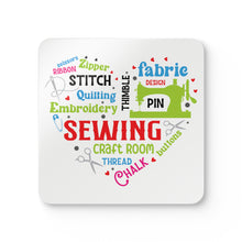 Colorful Sewing Word Cloud Corkwood Coaster Set