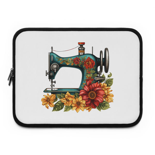 Vintage Floral Sewing Machine Laptop Sleeve