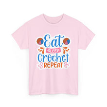 Eat Sleep Crochet Repeat Unisex Heavy Cotton Tee