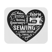 Black Sewing Word Cloud Mouse Pad (Rectangle)