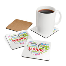 Colorful Sewing Word Cloud Corkwood Coaster Set
