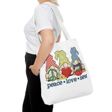 Peace, Love, Sew Gnomes Tote Bag