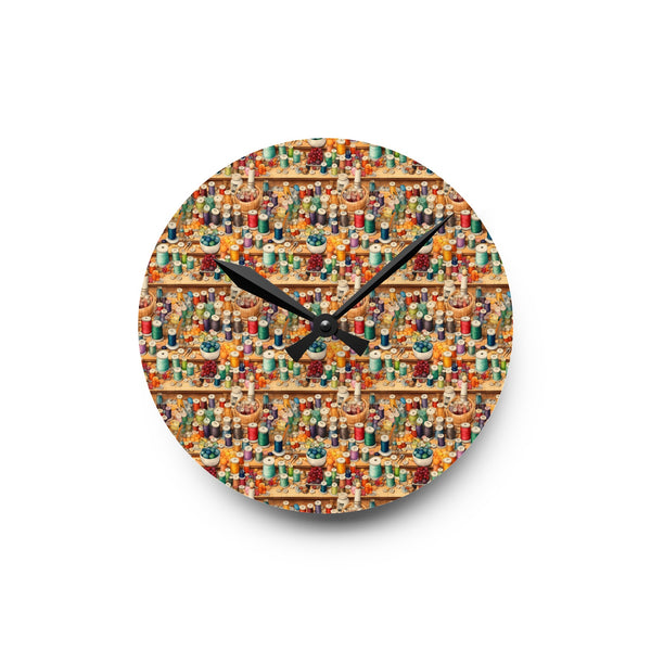 Watercolor Sewing Supplies 10 Acrylic Wall Clock