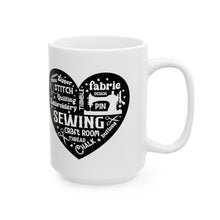 Black Sewing Word Cloud Ceramic Mug, (11oz, 15oz)