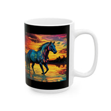 Colorful Modern Horse Ceramic Mug, (11oz, 15oz)