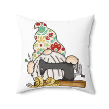 Gnome & Sewing Machine 1 Spun Polyester Square Pillow