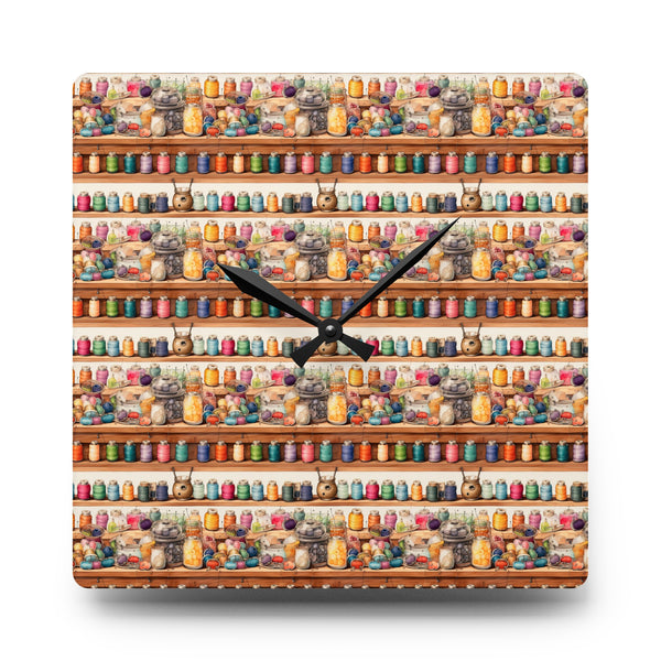 Watercolor Sewing Supplies 4 Acrylic Wall Clock