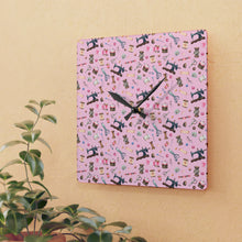 Sewing Elements Pink Acrylic Wall Clock